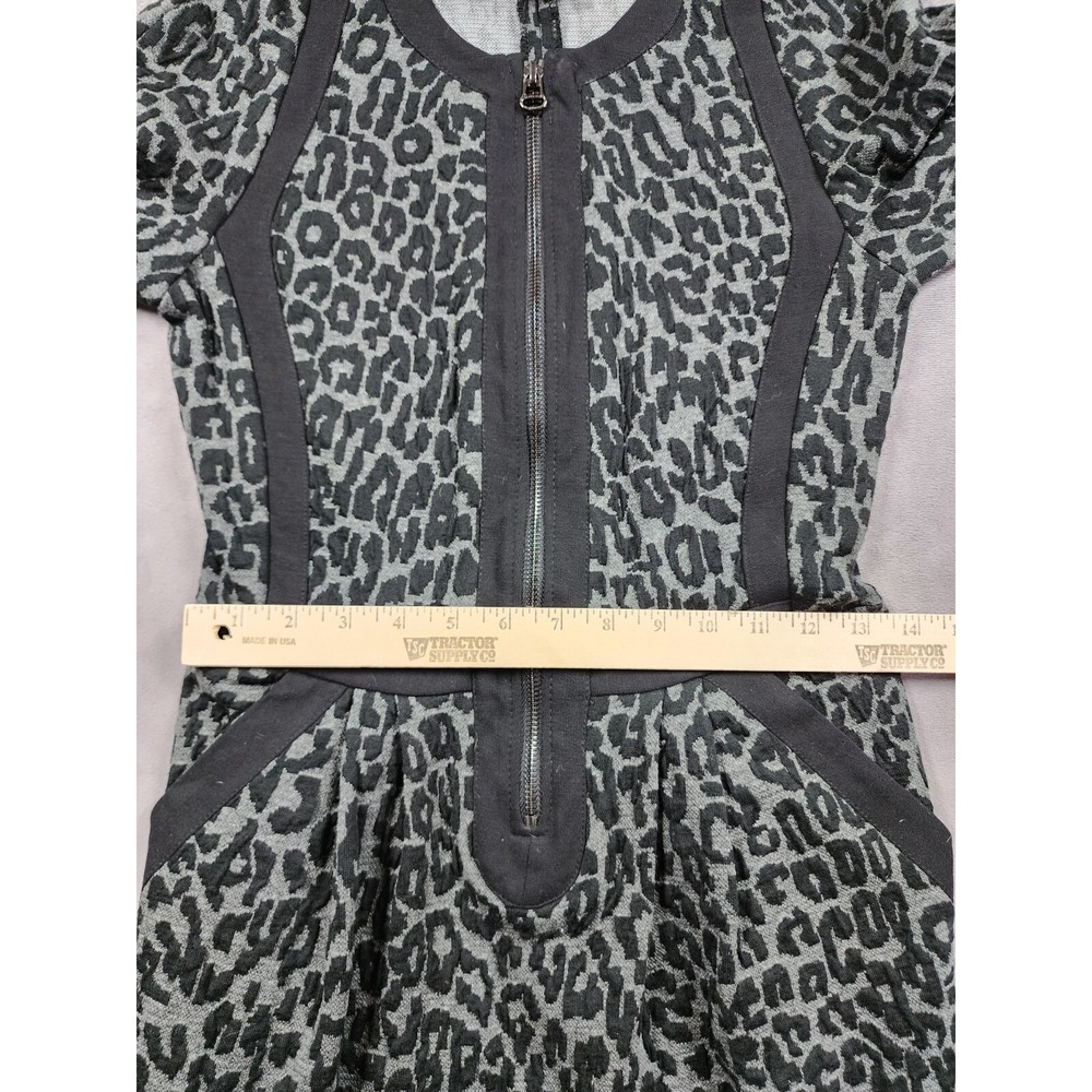 Sea New York Dress Women's 2 Black Gray Leopard Print Stretch Zip-Front Preppy - Picture 8 of 9